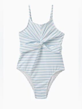 Habitual Girls Fifi Twist One-piece Swimsuit Technical Fabric Size 14 Blue White